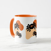 Creepy Black Spiders & Oranje Blob Shape Halloween Mok (Voorkant links)