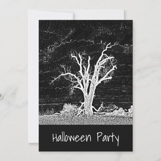 Creepy Black White Gothic Halloween Party Kaart (Voorkant)