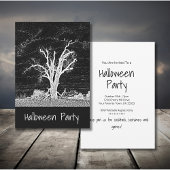Creepy Black White Gothic Halloween Party Kaart