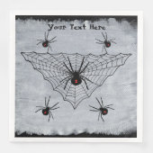 Creepy Black Widow Spiders in Web Ragged White Servet (Voorkant)