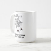 Creepy Black Widow Spinnen met Web Halloween Koffiemok (Voorkant links)