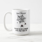 Creepy Black Widow Spinnen met Web Halloween Koffiemok (Links)