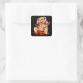 Creepy bloedige konijnenpop vierkante sticker (Tas)