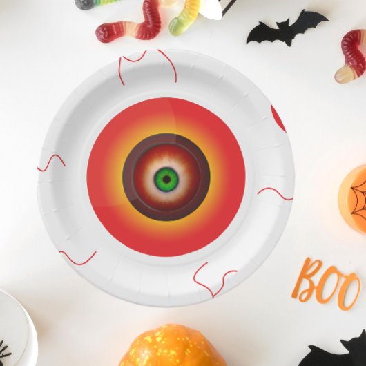 Creepy Bloodshot Eyeball Halloween Papieren Bordje