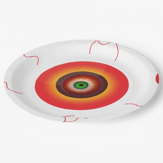 Creepy Bloodshot Eyeball Halloween Papieren Bordje (Gekanteld)