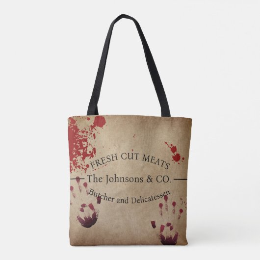 Creepy Bloody Custom Butcher Tote Bag (Achterkant)