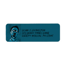 Creepy Blue Boy Zombie Return Address Etiket