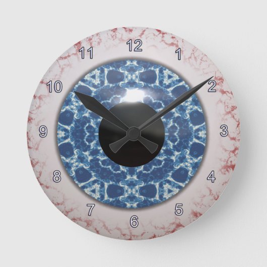 Creepy Blue Eyeball Halloween Fun Clock Ronde Klok (Voorkant)