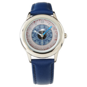 Creepy Blue Eyeball Halloween Fun Horloge