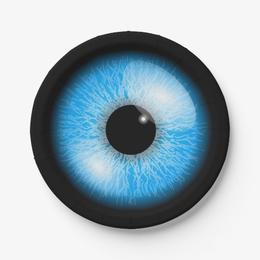 Creepy Blue Eyeball Halloween Papieren Bordje (Voorkant)