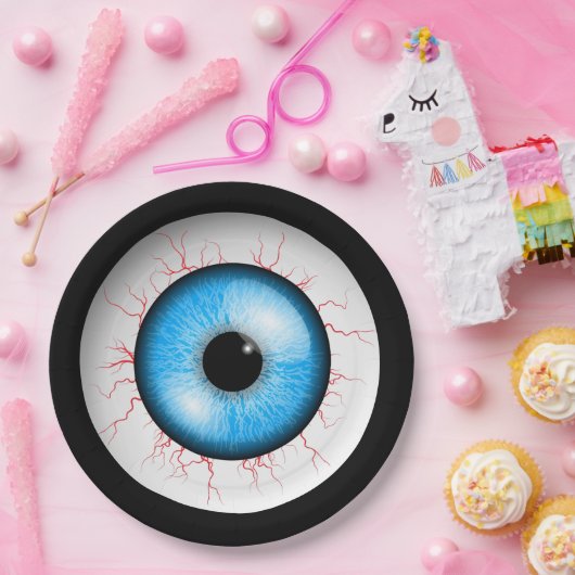 Creepy Blue Eyeball Papieren Bordje (Feest)