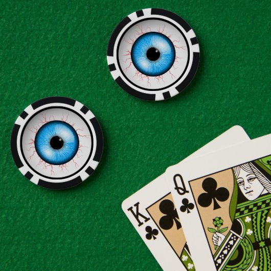 Creepy Blue Eyeball Poker Chips (Pokertafel (Dubbel))