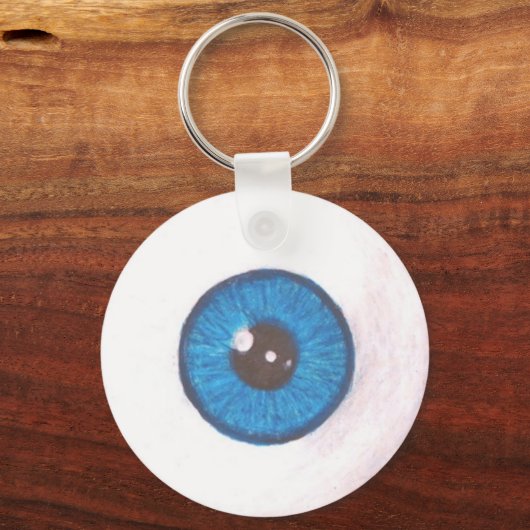 Creepy Blue Eyeball Sleutelhanger (Voorkant)