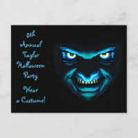 Creepy Blue Face Halloween Party Invites