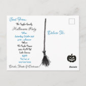 Creepy Blue Face Halloween Party Invites Briefkaart (Achterkant)