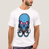 Creepy Blue Gothic gestileerde tentakel schedel li T-shirt (Voorkant)