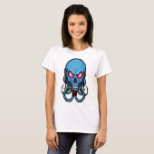 Creepy Blue Gothic gestileerde tentakel schedel li T-shirt (Voorkant volledig)