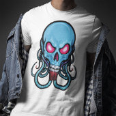 Creepy Blue Gothic gestileerde tentakel schedel li T-shirt