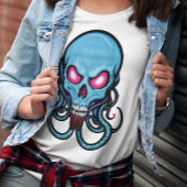 Creepy Blue Gothic gestileerde tentakel schedel li T-shirt
