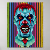 Creepy Blue Killer Zombie Clown Horror Art Poster (Voorkant)