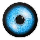 Creepy Blue Realistic Eyeball Keramische Knop (Voorkant)