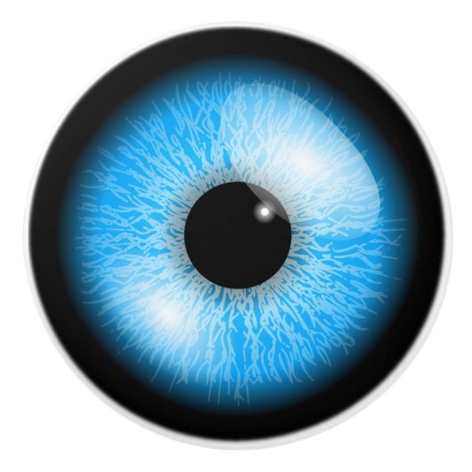 Creepy Blue Realistic Eyeball Keramische Knop (Voorkant)