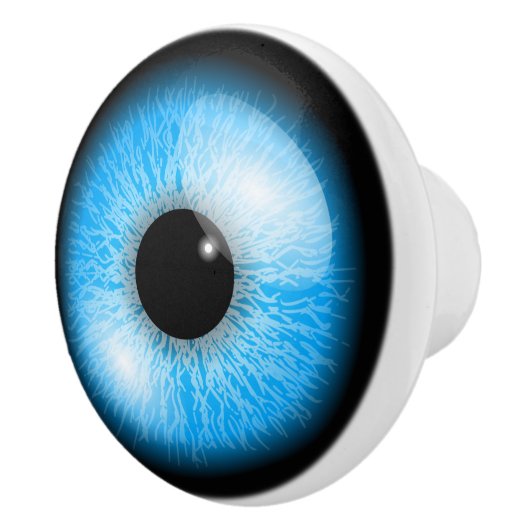 Creepy Blue Realistic Eyeball Keramische Knop (Rechts)