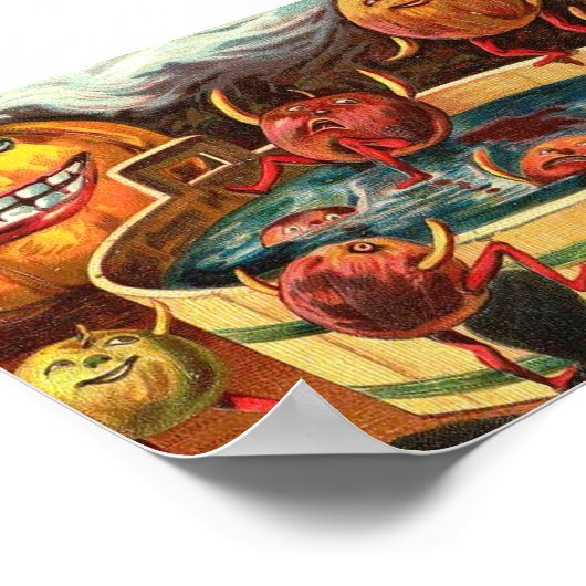Creepy Bobbing Apples  Halloween Art-afdrukken Poster (Hoek)