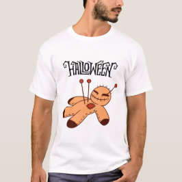 Creepy Brown Black Cartoon Voodoo Doll Halloween T-shirt