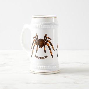 Creepy brown en oranje tarantula spider cartoon bierpul
