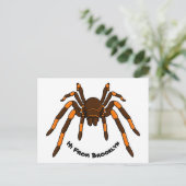 Creepy brown en oranje tarantula spider cartoon briefkaart (Staand voorkant)