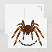 Creepy brown en oranje tarantula spider cartoon briefkaart (Voorkant / Achterkant)