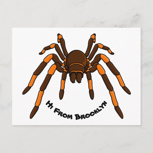 Creepy brown en oranje tarantula spider cartoon briefkaart (Voorkant)