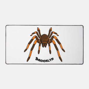 Creepy brown en oranje tarantula spider cartoon bureaumat