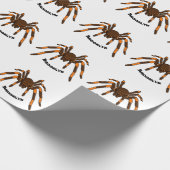 Creepy brown en oranje tarantula spider cartoon cadeaupapier (Hoek)