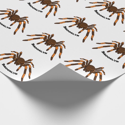 Creepy brown en oranje tarantula spider cartoon cadeaupapier (Hoek)