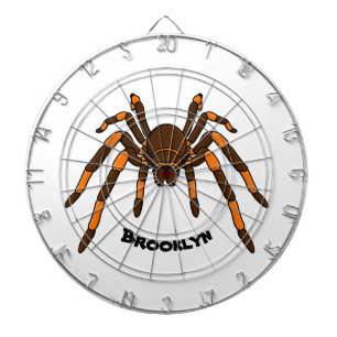 Creepy brown en oranje tarantula spider cartoon dartbord
