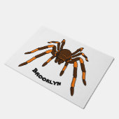 Creepy brown en oranje tarantula spider cartoon deurmat (Schuin)