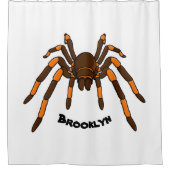 Creepy brown en oranje tarantula spider cartoon douchegordijn (Voorkant)