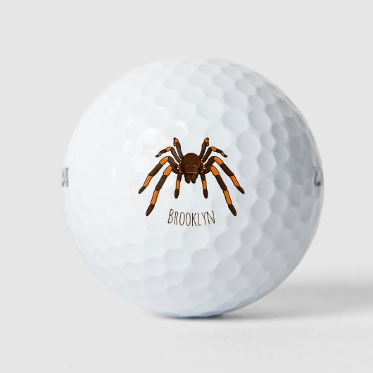 Creepy brown en oranje tarantula spider cartoon golfballen (Voorkant)