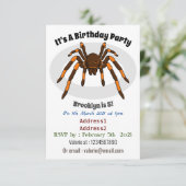 Creepy brown en oranje tarantula spider cartoon kaart (Staand voorkant)