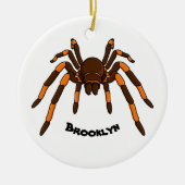 Creepy brown en oranje tarantula spider cartoon keramisch ornament (Voorkant)