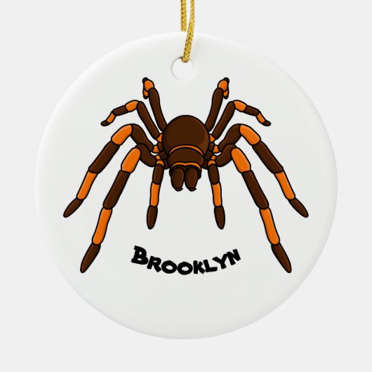 Creepy brown en oranje tarantula spider cartoon keramisch ornament (Voorkant)