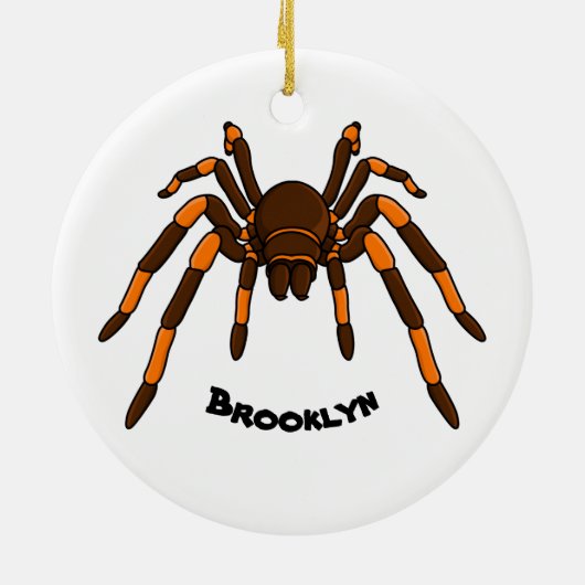 Creepy brown en oranje tarantula spider cartoon keramisch ornament (Achterkant)