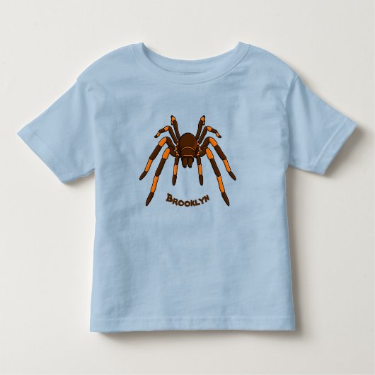 Creepy brown en oranje tarantula spider cartoon kinder shirts (Voorkant)