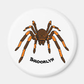 Creepy brown en oranje tarantula spider cartoon magneet (Voorkant)