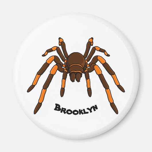 Creepy brown en oranje tarantula spider cartoon magneet (Voorkant)
