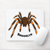 Creepy brown en oranje tarantula spider cartoon muismat (Met muis)