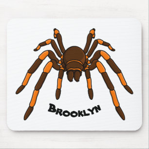 Creepy brown en oranje tarantula spider cartoon muismat