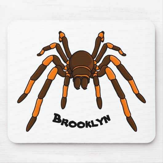 Creepy brown en oranje tarantula spider cartoon muismat (Voorkant)